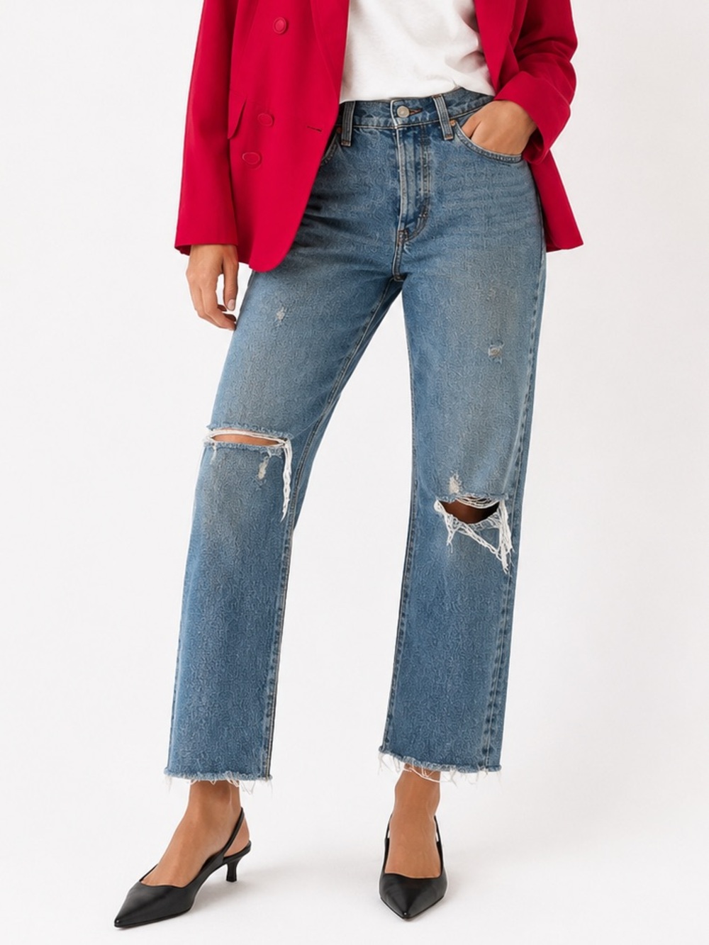 Distressed Levi’s 501’s 26 x 28 Medium Wash